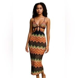 Day & Night Sleeveless Cut Out Multi Print Maxi Dress